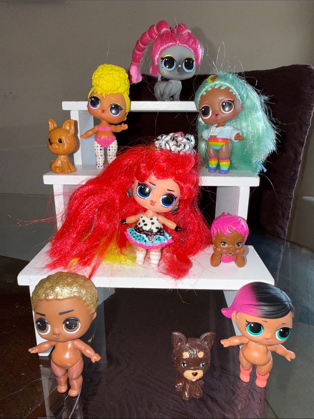 L.O.L. Surprise! Dolls Set with Red, Pink, Yellow, Mint & Gold Hair Accents